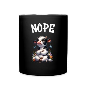 Kuh Spruch Nope für Jungen und Mädchen - Tasse einfarbig - Schwarz - Vorne