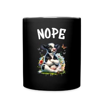 Cow Saying Nope for Boys and Girls - Full Colour Mug - black - Front