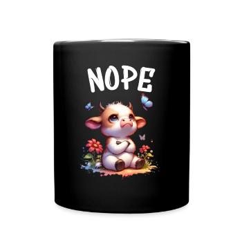 Cow Saying Nope for Boys and Girls - Full Colour Mug - black - Front