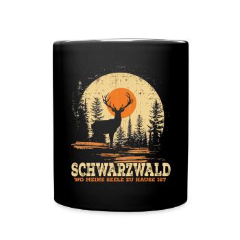 Black Forest Hiking Silhouette Deer - Full Colour Mug - black - Front
