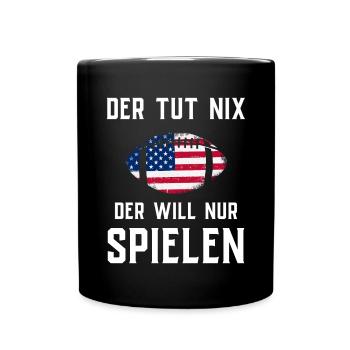 American Football Tshirt Herren Kinder Football - Tasse einfarbig - Schwarz - Vorne