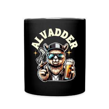 Alvadder Alpaka Papa Vater Vatertag - Tasse einfarbig - Schwarz - Vorne