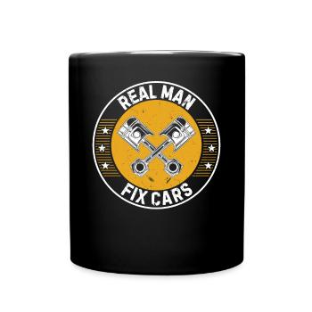 Real men fix cars - Auto Mechanic Car Mechanic - Tasse einfarbig - Schwarz - Vorne