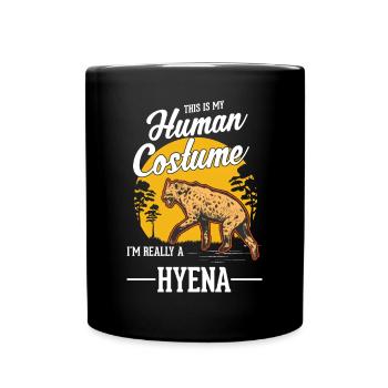 Hyäne Kostüm Erdwolf Halloween Hyena - Tasse einfarbig - Schwarz - Vorne