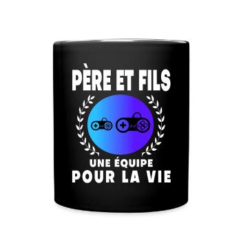 Vater Sohn Gamer Retro Jahrgang Mann Papa Gaming - Tasse einfarbig - Schwarz - Vorne