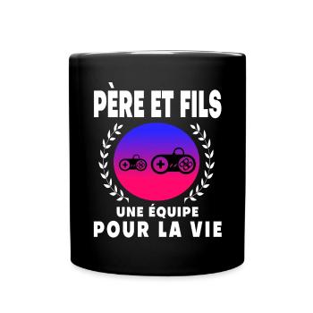 père fils gamer vintage rétro papa gaming - Mug uni - noir - Devant