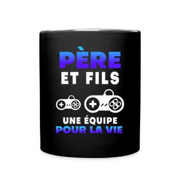 Vater Sohn Gamer Team Duo Mann Papa Gaming - Tasse einfarbig - Schwarz - Vorne