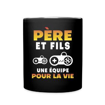 Vater Sohn Gamer Team Leben Papa Gaming - Tasse einfarbig - Schwarz - Vorne