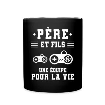 Father son gamer dad gaming - Full Colour Mug - black - Front