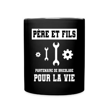 bricolage père et fils duo homme papa - Mug uni - noir - Devant