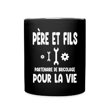 bricolage père et fils partenaire pour la vie papa - Mug uni - noir - Devant