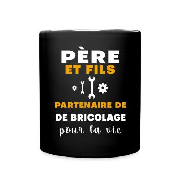 bricolage père et fils papa - Mug uni - noir - Devant