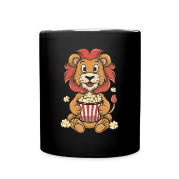 Popcorn Lion Movie Night - Full Colour Mug - black - Front