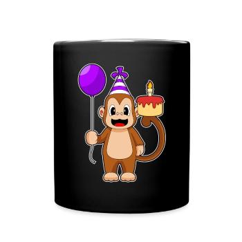 Monkey Birthday Balloon - Full Colour Mug - black - Front