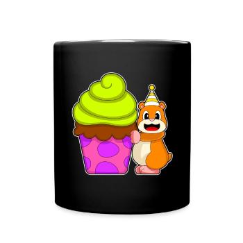 Hamster Birthday Cupcake - Full Colour Mug - black - Front