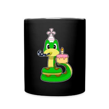 Schlange Geburtstag Tröte - Tasse einfarbig - Schwarz - Vorne