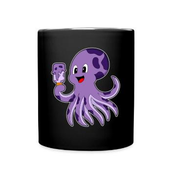 Krake Eis am Stiel - Tasse einfarbig - Schwarz - Vorne