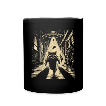 Un raton laveur fuit les extraterrestres et les OVNIS - Mug uni - noir - Devant