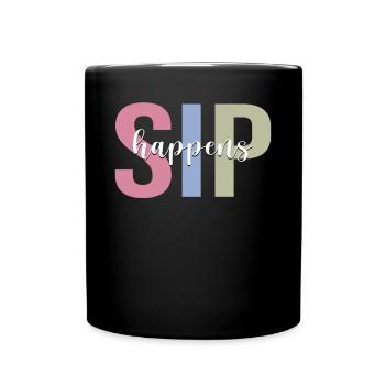 Wine drinker drinks wine glass - Full Colour Mug - black - Front
