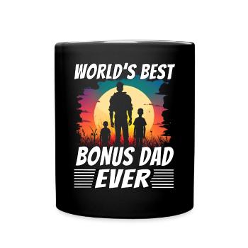 Der beste Bonus-Papa aller Zeiten - Tasse einfarbig - Schwarz - Vorne