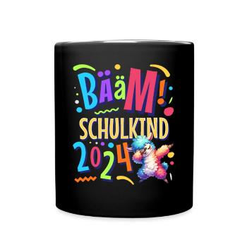 Bääm Schulkind 2024 Alpaka - Tasse einfarbig - Schwarz - Vorne