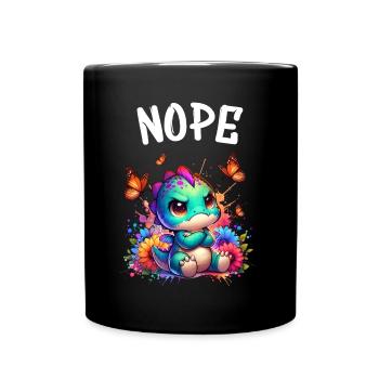 Dinosaurier Spruch Nope für Jungen und Mädchen - Tasse einfarbig - Schwarz - Vorne