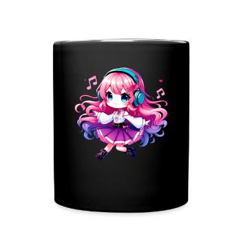 Kawaii Chibi Anime Girl Anime Merch Japanese - Full Colour Mug - black - Front