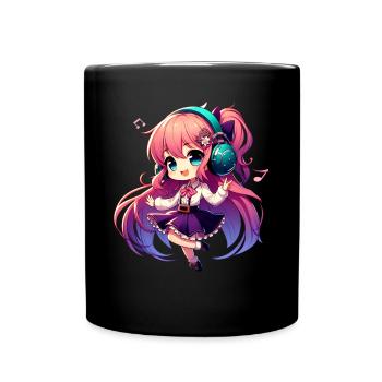 Kawaii Chibi Anime Girl Anime Merch Japanese - Full Colour Mug - black - Front