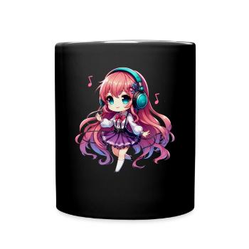 Kawaii Chibi Anime Girl Anime Merch Japanese - Full Colour Mug - black - Front
