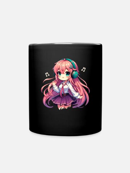 Kawaii Chibi Anime Girl Anime Merch Japonais - Mug uni - noir