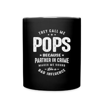 Pops Because Partner in Crime - Father's Day - Full Colour Mug - black - Front
