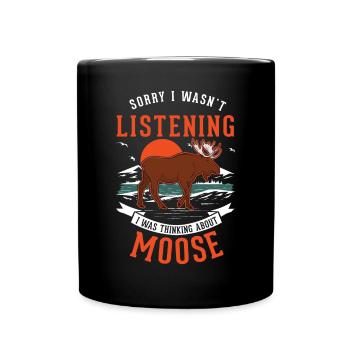 Moose Gift Elk Antlers Scandinavia - Full Colour Mug - black - Front