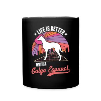 Life is better with a Galgo Espanol - Full Colour Mug - black - Front