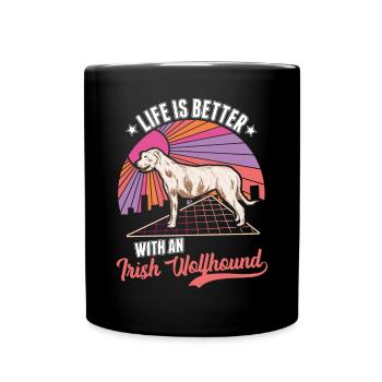 Irischer Wolfshund Irish Wolfhound - Tasse einfarbig - Schwarz - Vorne