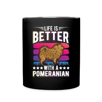 Life is better with a Pomeranian - Full Colour Mug - black - Front