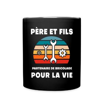 Vater und Sohn DIY Vintage Retro Papa - Tasse einfarbig - Schwarz - Vorne