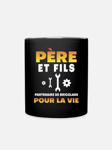 père fils bricolage partenaire vie papa - Mug uni - noir