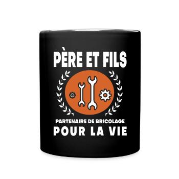 Vater Sohn DIY Vintage Retro Papa - Tasse einfarbig - Schwarz - Vorne