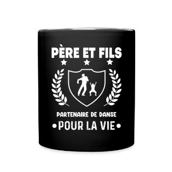 danse père et fils partenaire duo homme papa - Mug uni - noir - Devant