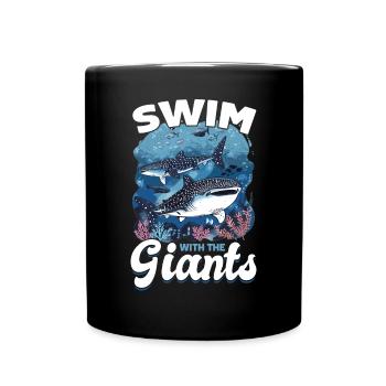 Funny Whale Shark Animal Swim With The Giants - Tasse einfarbig - Schwarz - Vorne