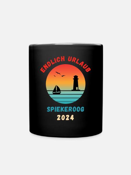 Spiekeroog Urlaub 2024 Nordsee Idee - Tasse einfarbig - Schwarz