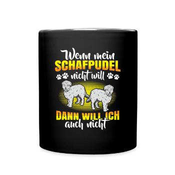 Schafpudel will nicht Altdeutscher Hütehund - Tasse einfarbig - Schwarz - Vorne
