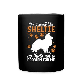 Smell of Shetland Sheepdog British Sheltie - Full Colour Mug - black - Front