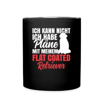 Plans with my Flat Coated Retriever - Full Colour Mug - black - Front