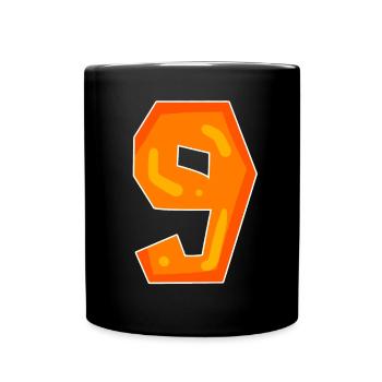 Number 9 - Nine - 9 Motif Orange - Full Colour Mug - black - Front