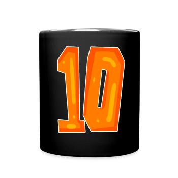 Zehn 10 orange Nummer Zahl - Tasse einfarbig - Schwarz - Vorne