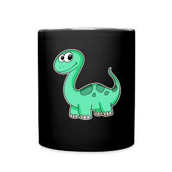 Dino Motif Dinosaur Green - Full Colour Mug - black - Front