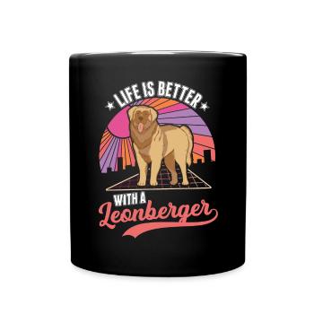 Life is better with a Leonberger - Full Colour Mug - black - Front