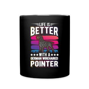 La vie est meilleure avec un chien allemand à poil dur - Mug uni - noir - Devant