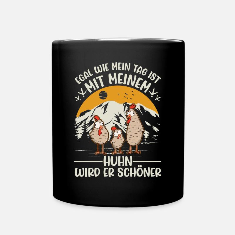 Hühner Hühnchen Bauer Huhn - Tasse einfarbig - Schwarz